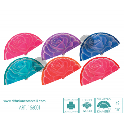 VENTAGLIO IN LEGNO STAMPA DIGITALE ROSE ART. 156001