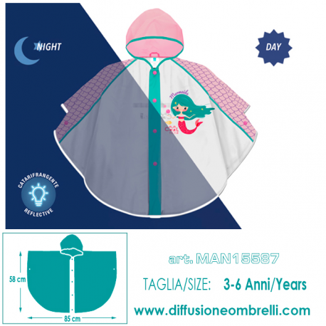 RAINCOAT SEMITRANSP. WITH MERMAID PRINT EVA PERLETTI KIDS SKU 15587