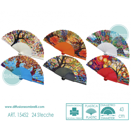 VENTAGLIO IN PLASTICA 24 STECCHE ALBERO DIAM. 43 CM ART. 15452