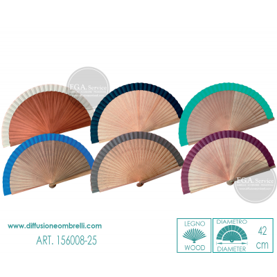 VENTAGLIO LEGNO NATURALE E BORDINO TINTA UNITA ART. 156008