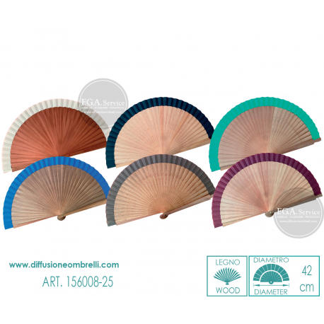 VENTAGLIO LEGNO NATURALE E BORDINO TINTA UNITA ART. 156008