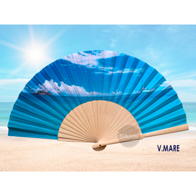 VENTAGLIO LEGNO E TESSUTO TEMA MARE