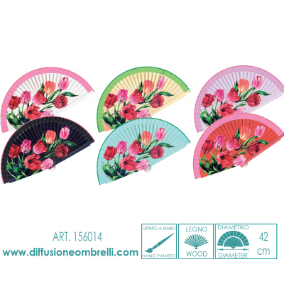 VENTAGLIO LEGNO LACCATO CON FIORI DIPINTI ART. 156014