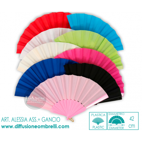 VENTAGLI IN PLASTICA E TESSUTO COL. ASSORTITI