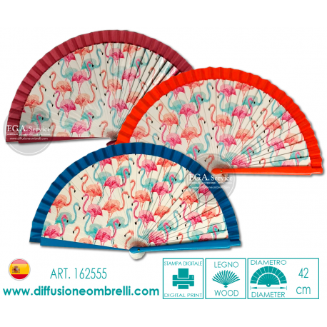 VENTAGLIO LEGNO FANTASIA FENICOTTERI ART. 162555