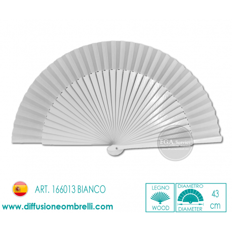 VENTAGLIO IN LEGNO BIANCO BORDO TESSUTO ART. 166013