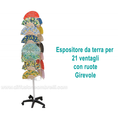 ESPOSITORE PER 21 VENTAGLI CON RUOTE