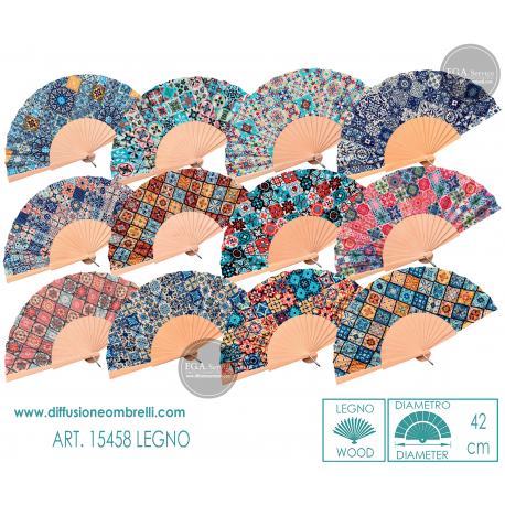 VENTAGLIO LEGNO MAIOLICHE ART. 15458L