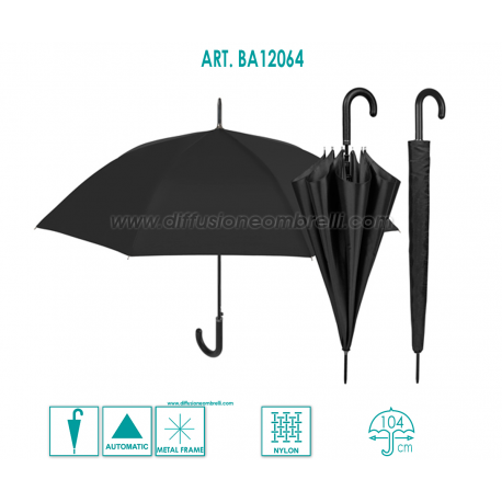 OMBRELLO UOMO CLASSICO NERO AUT. PERLETTI BASIC 12064
