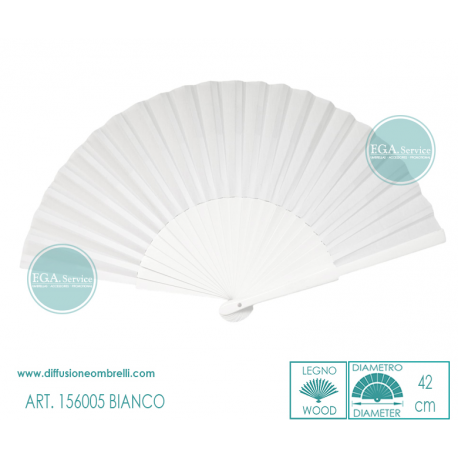 VENTAGLIO SPOSA 24 STECCHE BIANCO LEGNO E TESSUTO. DIAM. 42 CM ART. 156005B