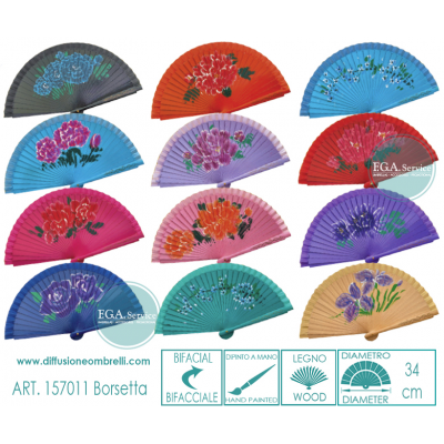 VENTAGLIO BIFACCIALE LEGNO FIORI DIAM. 34 CM ART.157011