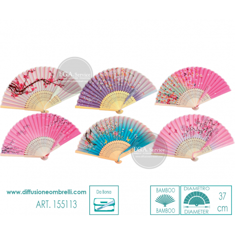 VENTAGLIO IN BAMBOO E TESSUTO FIORI GIAPPONESI ART. 5113