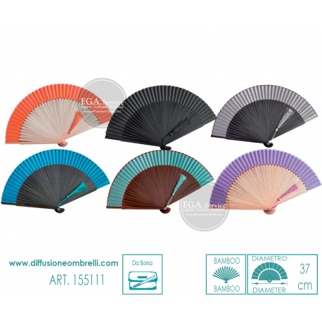 VENTAGLIO IN BAMBOO CON BORDO TINTA UNITA ART. 5111