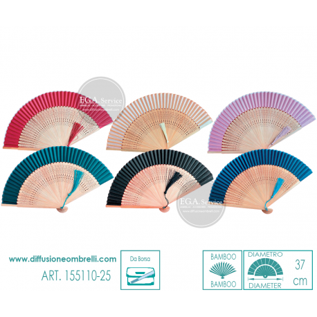 VENTAGLIO IN BAMBOO CON BORDO TINTA UNITA ART. 5110-25