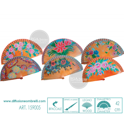 VENTAGLIO LEGNO DIPINTO A MANO FIORI ART. 159005