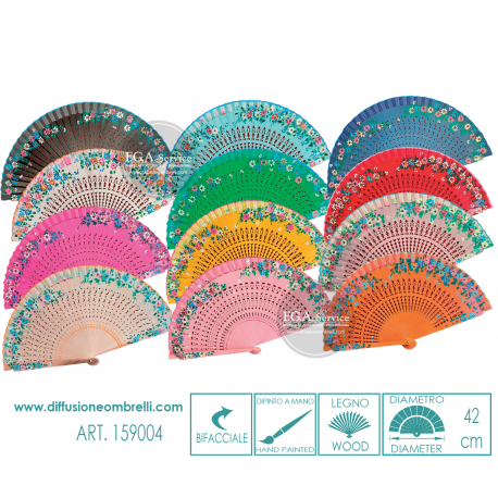 VENTAGLIO LEGNO TRAFORATO DIPINTO A MANO ART. 159004