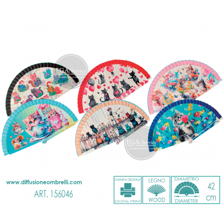 VENTAGLIO LEGNO STAMPA DIGITALE GATTI ART. 156046