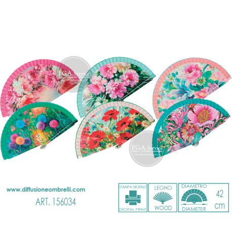 VENTAGLIO LEGNO STAMPA DIGITALE FIORI ART. 156034