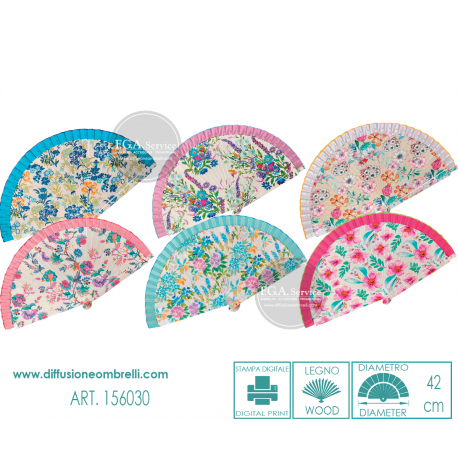 VENTAGLIO LEGNO STAMPA DIGITALE FIORI DI LAVANDA ART. 156030