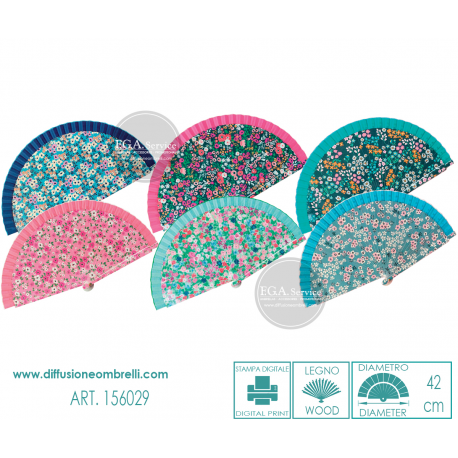 VENTAGLIO LEGNO STAMPA DIGITALE FIORELLINI ART. 156029