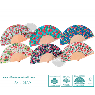 VENTAGLIO LEGNO E TESSUTO CILIEGE ART. 151729