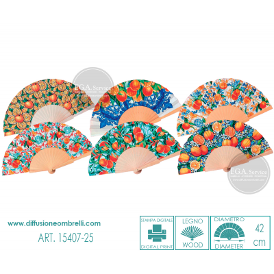 VENTAGLIO LEGNO E TESSUTO ARANCE ART. 15407-25