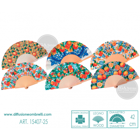 VENTAGLIO LEGNO E TESSUTO ARANCE ART. 15407-25