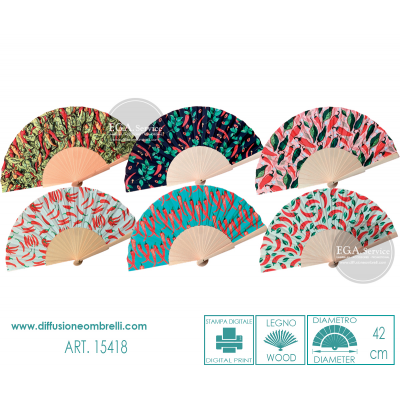 VENTAGLIO LEGNO E TESSUTO PEPERONCINI ART. 15418