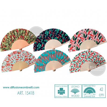 VENTAGLIO LEGNO E TESSUTO PEPERONCINI ART. 15418