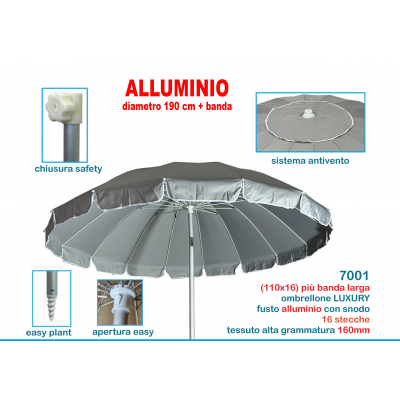 OMBRELLONE SOLE IN ALLUMINIO 16 STECCHE ART. 7001