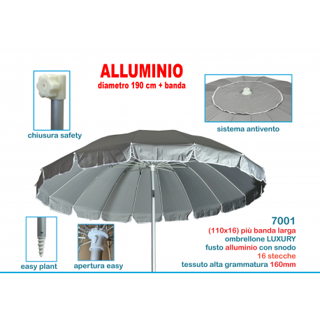 OMBRELLONE SOLE IN ALLUMINIO 16 STECCHE ART. 7001