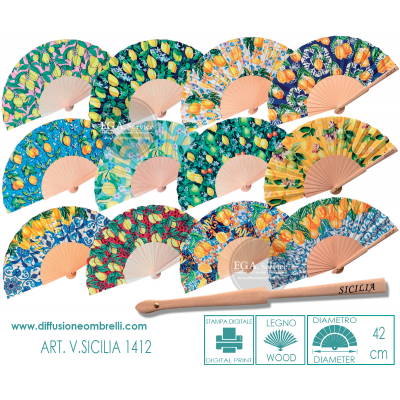 VENTAGLIO SOUVENIR SICILIA LIMONI IN LEGNO