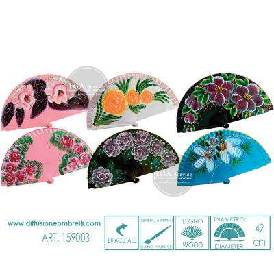 VENTAGLIO LEGNO DIPINTO A MANO FIORI ART. 159003