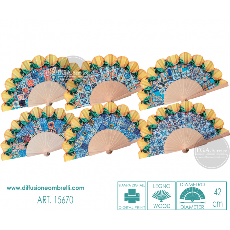 VENTAGLIO LEGNO E TESSUTO MODELLATO LIMONI ART. 15670