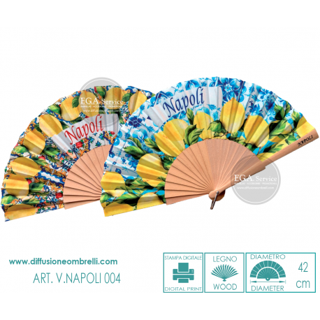 VENTAGLIO IN LEGNO, FANTASIA LIMONI "NAPOLI"