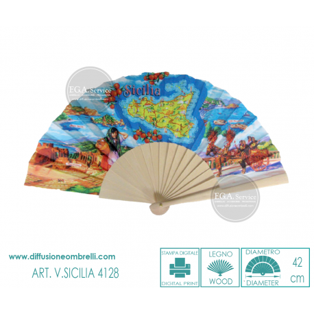 VENTAGLIO SICILIA SOUVENIR IN LEGNO 4128
