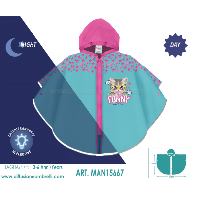 MANTELLA PVC ANTIPIOGGIA BIMBA FUNNY GATTO ART. 15667