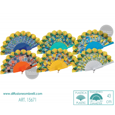 VENTAGLIO IN PLASTICA E TESSUTO MODELLATO LIMONI ART. 15671