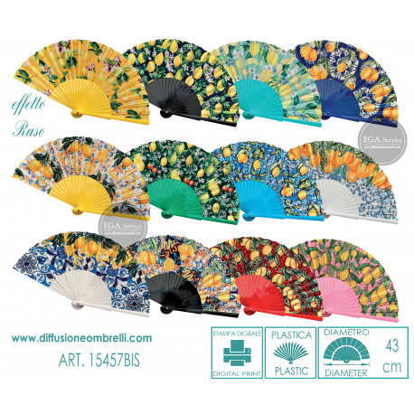 VENTAGLIO IN PLASTICA E RASO LIMONI 24 STECCHE ART. 15457BIS