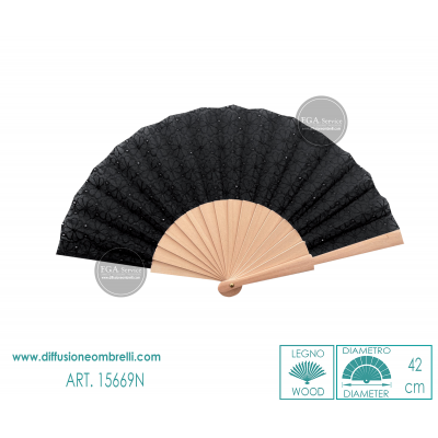 VENTAGLIO LEGNO E PIZZO SANGALLO ART. 15669N