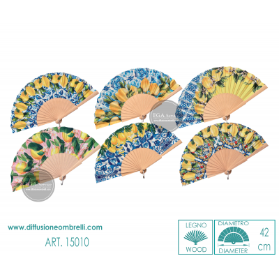 VENTAGLIO LEGNO E TESSUTO LIMONI ART. 15010