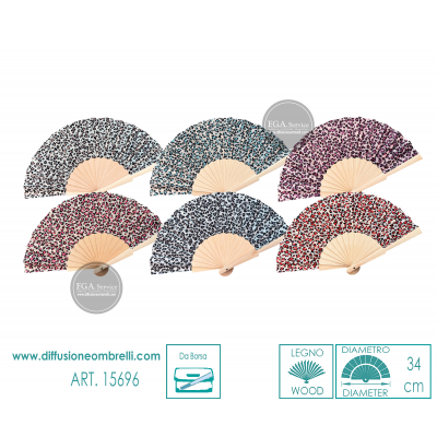 VENTAGLIO BORSETTA LEGNO E TESSUTO MACULATO ART. 15696