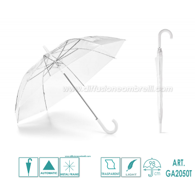 OMBRELLO LUNGO AUT. BIANCO TRASPARENTE ART. GA2050T