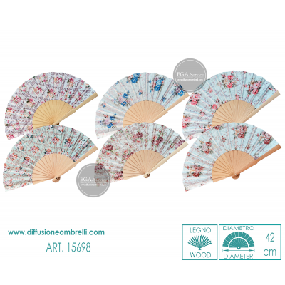 VENTAGLIO LEGNO FIORI DAMASCATO ART. 15698