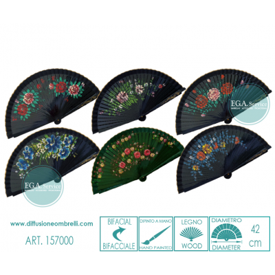 VENTAGLIO BIFACCIALE LEGNO FIORI DIAM. 42 CM ART.157000