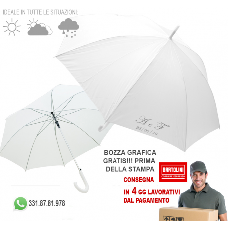 30 PZ OMBRELLI BIANCHI STAMPATI