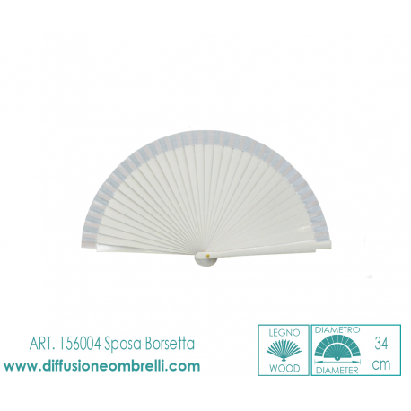 VENTAGLIO BORSETTA BIFACCIALE SPOSA LEGNO BIANCO ART.156004B