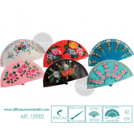 VENTAGLIO LEGNO DIPINTO A MANO FIORI ART. 159000