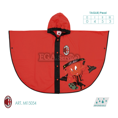 Imperméable Poncho Enfant A. C. MILAN Art. 15054